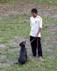 Junior Squad  member Chitra Bahadur Jugjali Magar,24 with his new dog Hunter c